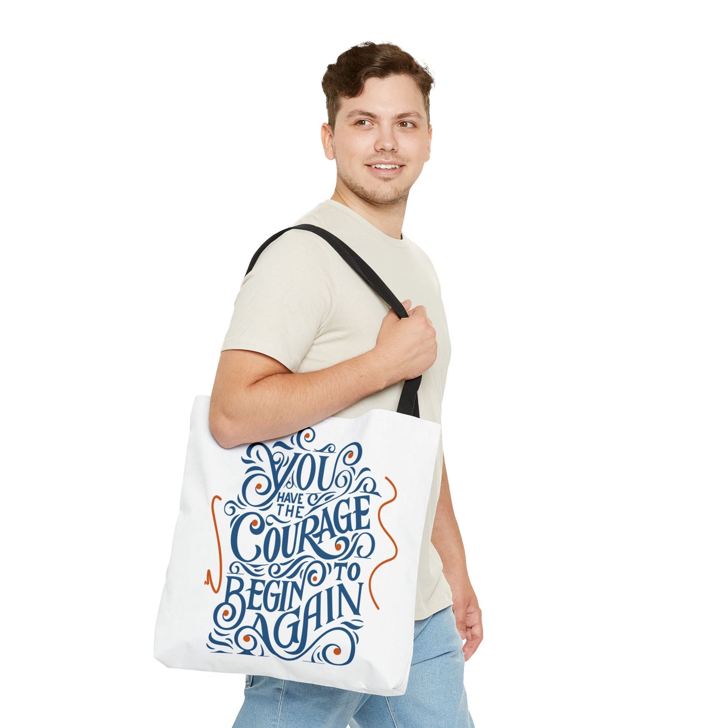 Courage Quote Tote Bag, Inspirational Gift for Women, Motivational Tote, Eco-Friendly Bag, Back to School, Everyday Use