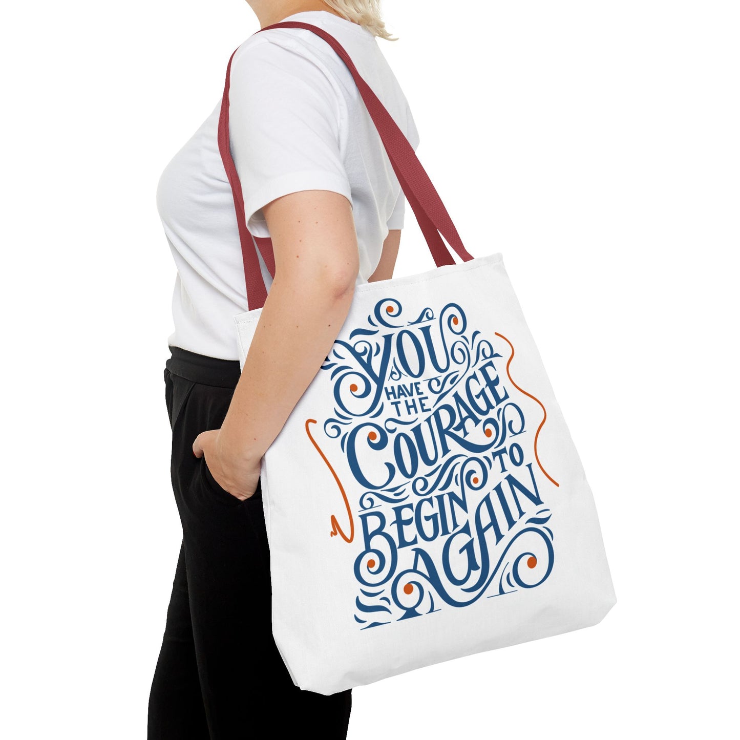 Courage Quote Tote Bag, Inspirational Gift for Women, Motivational Tote, Eco-Friendly Bag, Back to School, Everyday Use