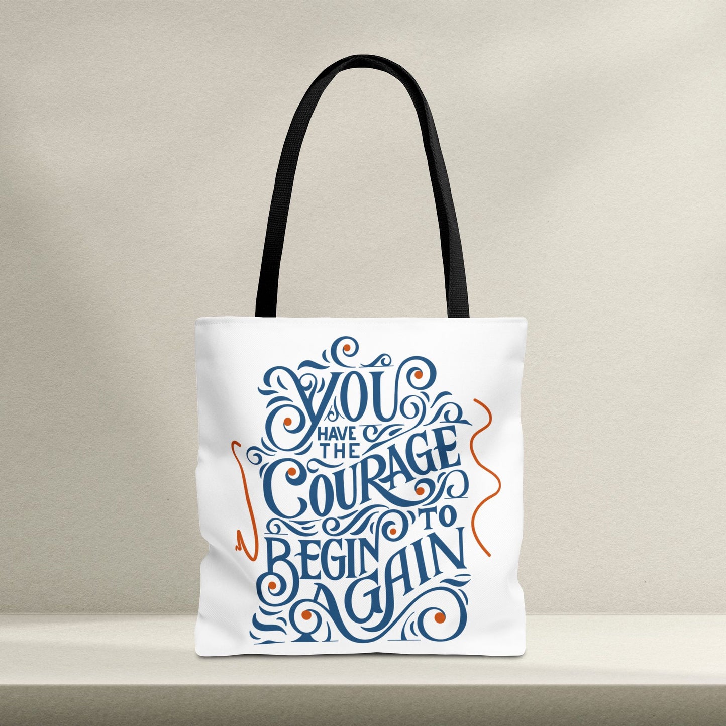 Courage Quote Tote Bag, Inspirational Gift for Women, Motivational Tote, Eco-Friendly Bag, Back to School, Everyday Use