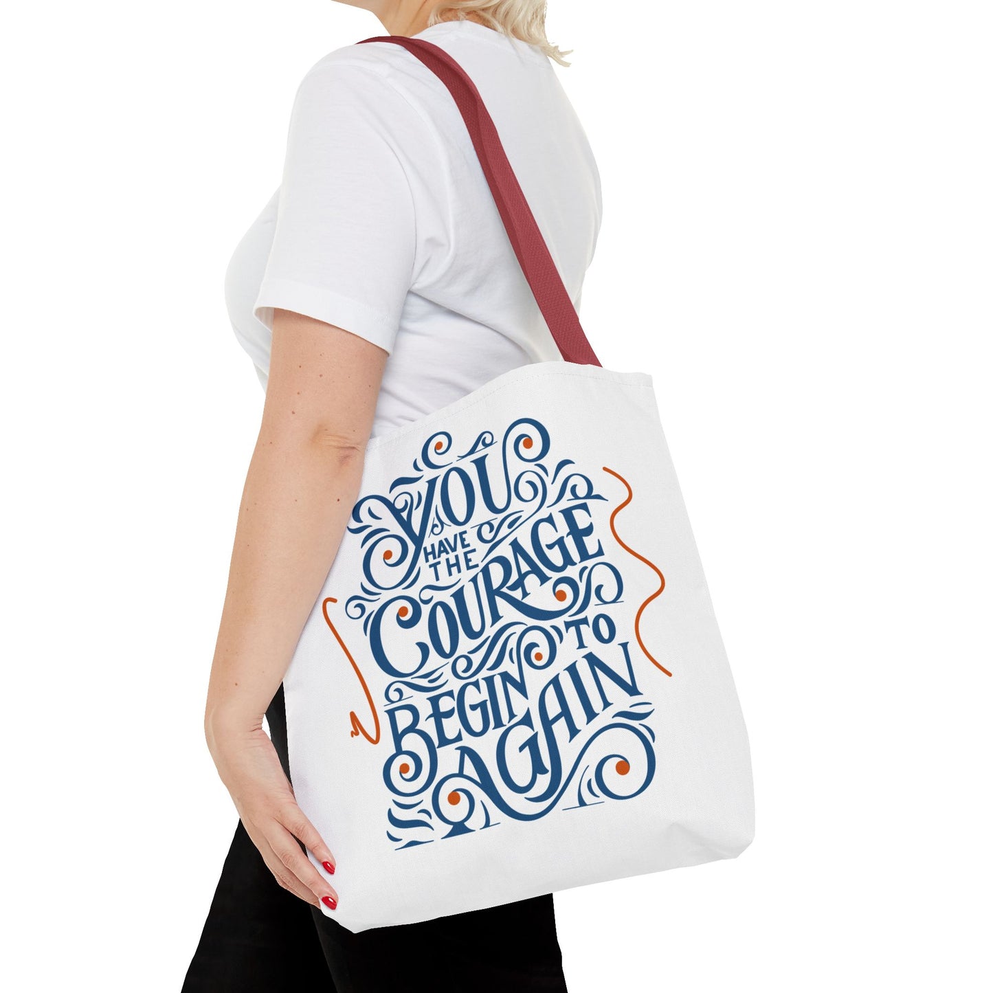 Courage Quote Tote Bag, Inspirational Gift for Women, Motivational Tote, Eco-Friendly Bag, Back to School, Everyday Use