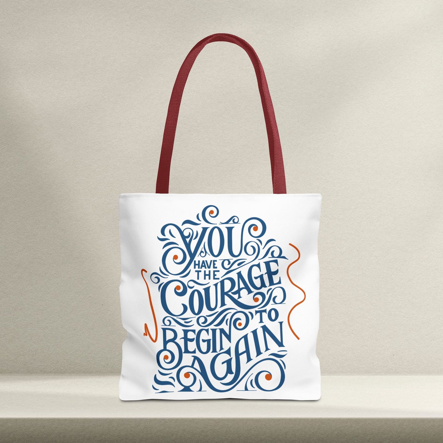 Courage Quote Tote Bag, Inspirational Gift for Women, Motivational Tote, Eco-Friendly Bag, Back to School, Everyday Use