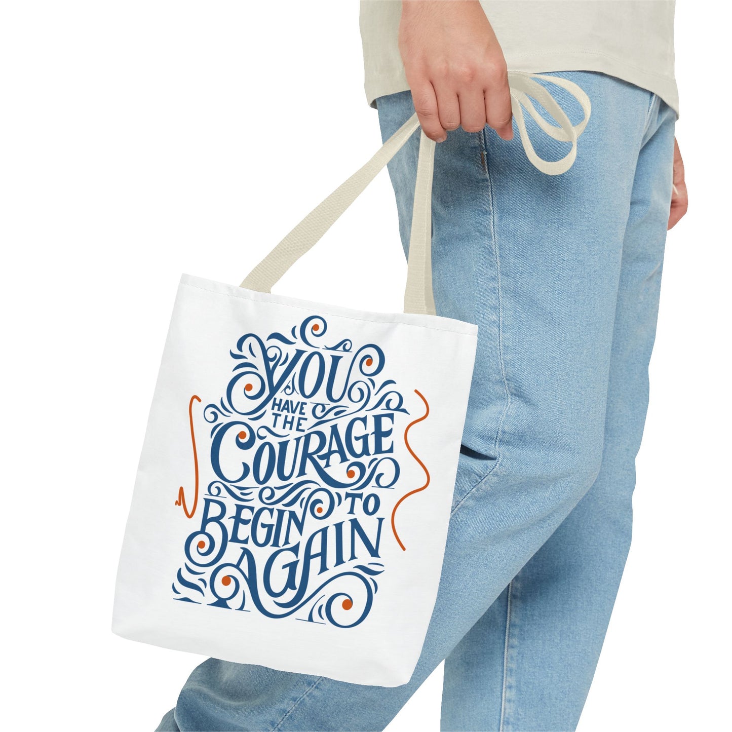Courage Quote Tote Bag, Inspirational Gift for Women, Motivational Tote, Eco-Friendly Bag, Back to School, Everyday Use