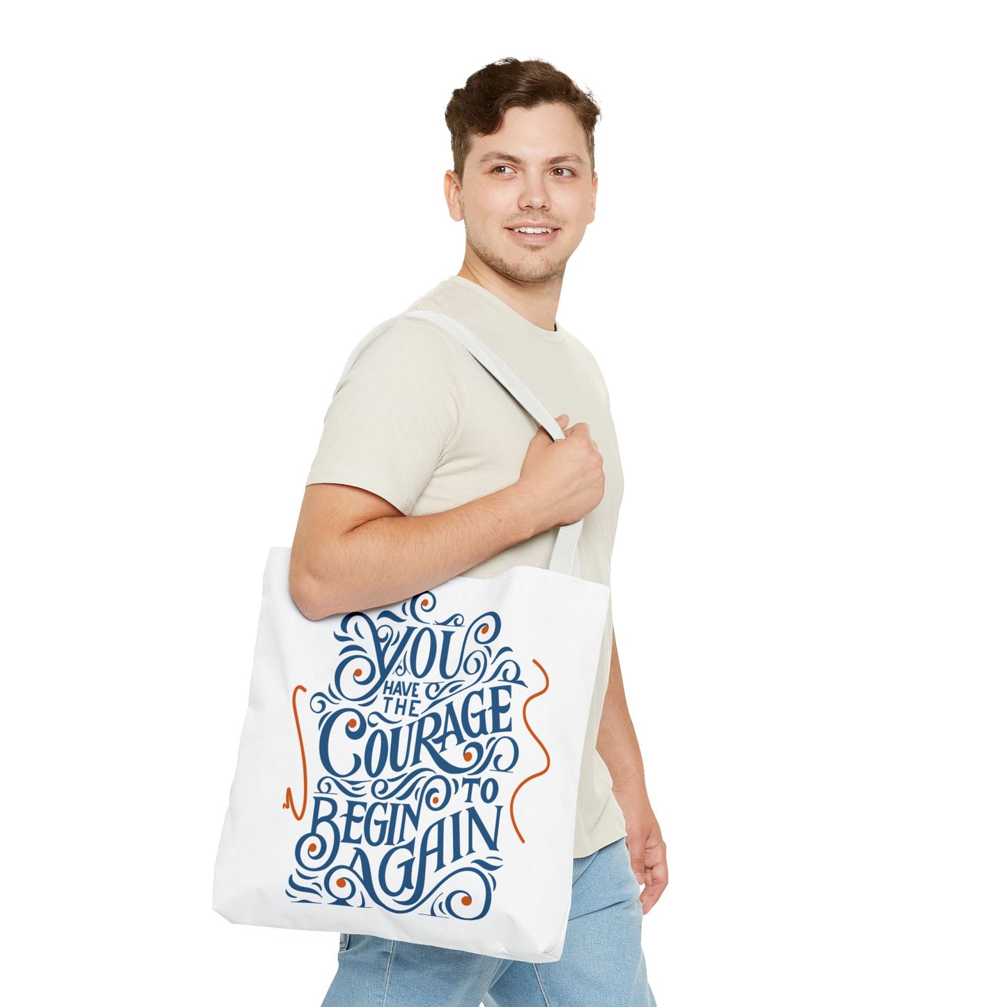 Courage Quote Tote Bag, Inspirational Gift for Women, Motivational Tote, Eco-Friendly Bag, Back to School, Everyday Use