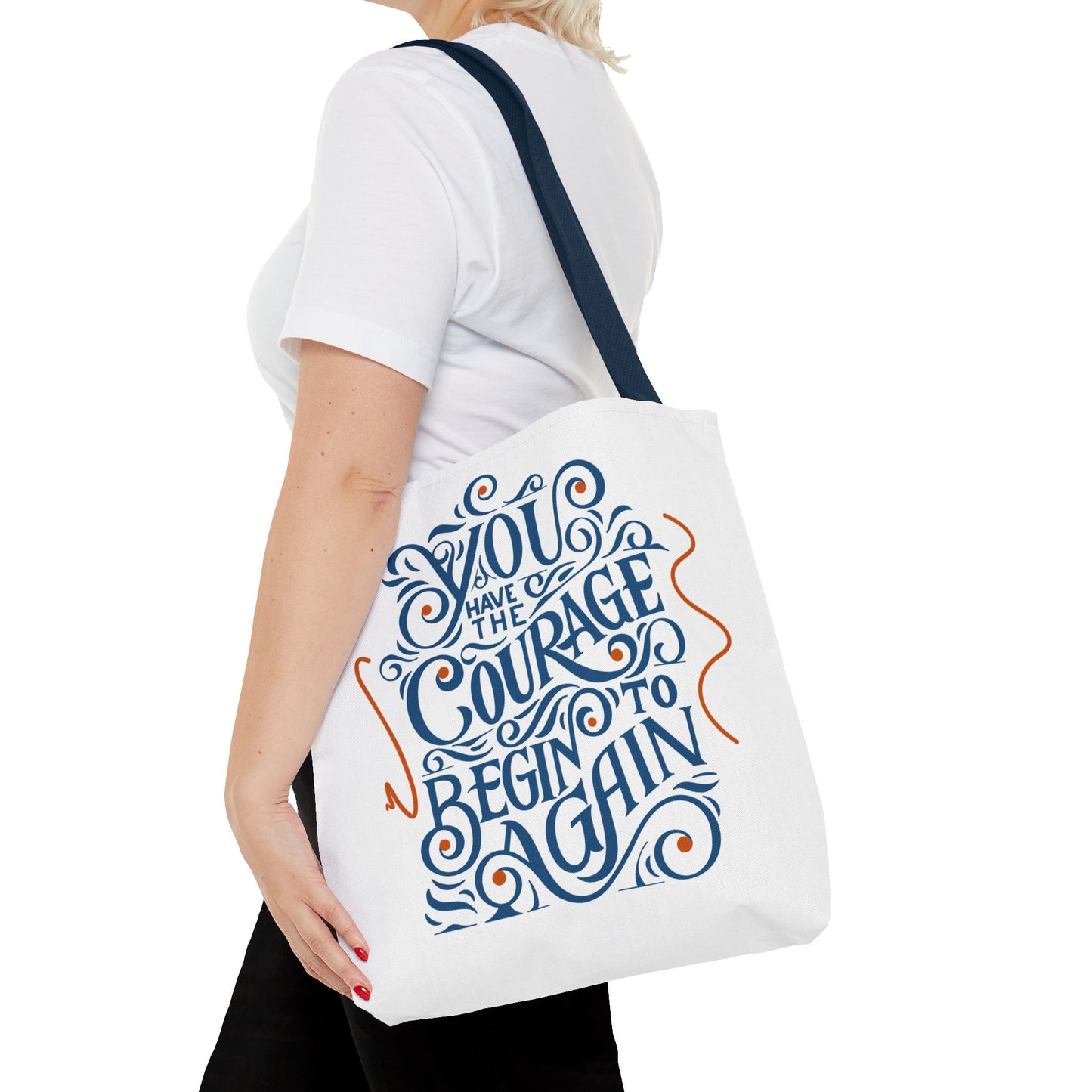 Courage Quote Tote Bag, Inspirational Gift for Women, Motivational Tote, Eco-Friendly Bag, Back to School, Everyday Use