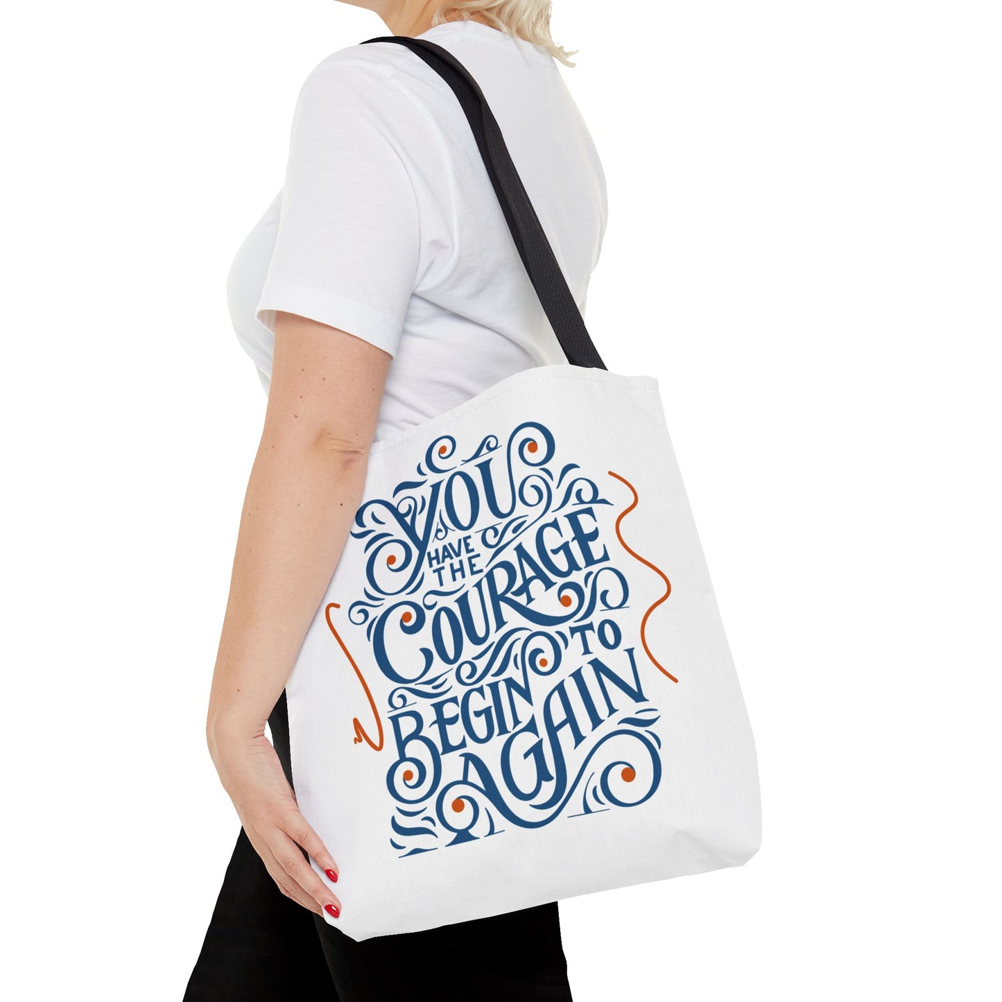 Courage Quote Tote Bag, Inspirational Gift for Women, Motivational Tote, Eco-Friendly Bag, Back to School, Everyday Use