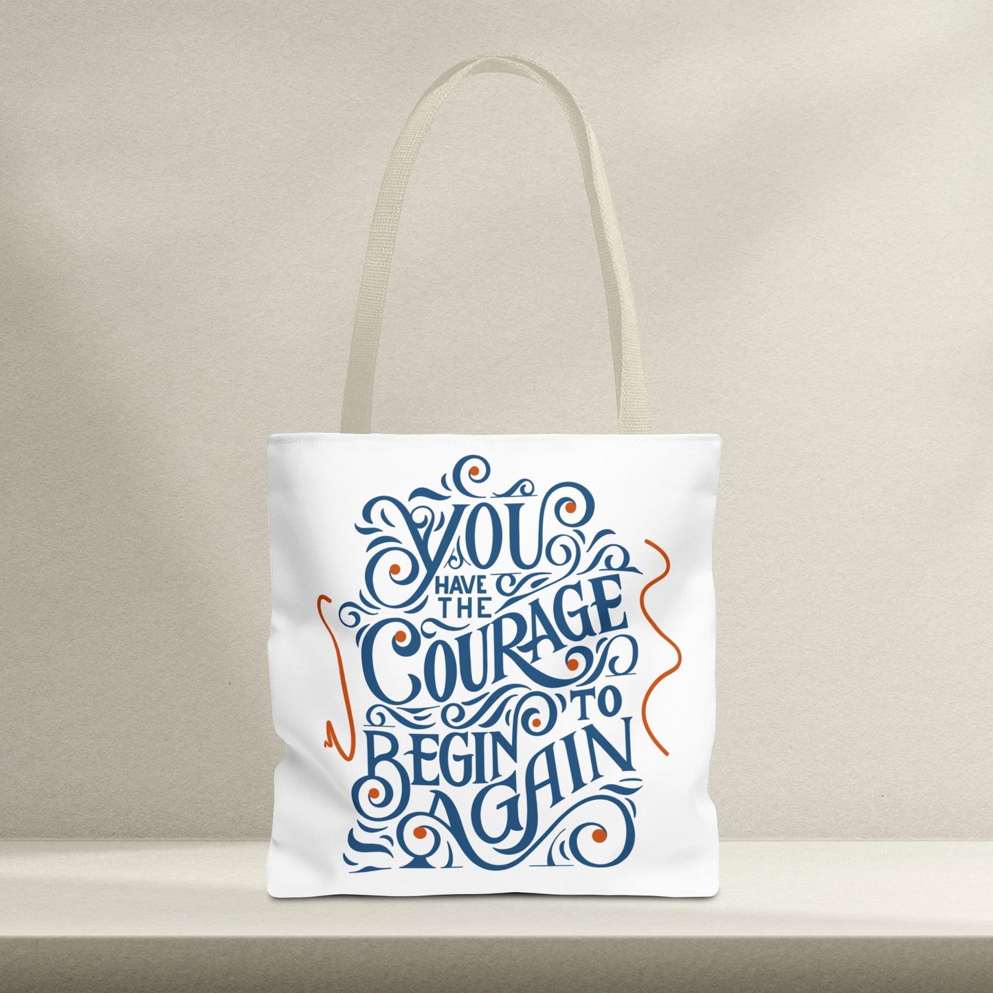 Courage Quote Tote Bag, Inspirational Gift for Women, Motivational Tote, Eco-Friendly Bag, Back to School, Everyday Use