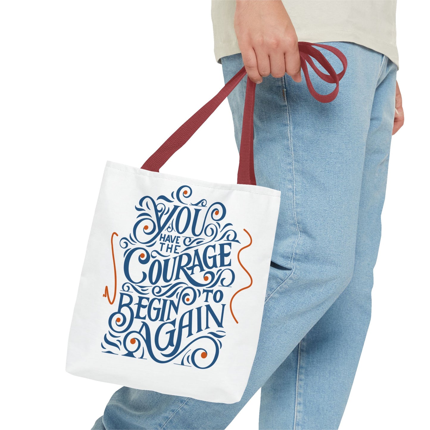 Courage Quote Tote Bag, Inspirational Gift for Women, Motivational Tote, Eco-Friendly Bag, Back to School, Everyday Use