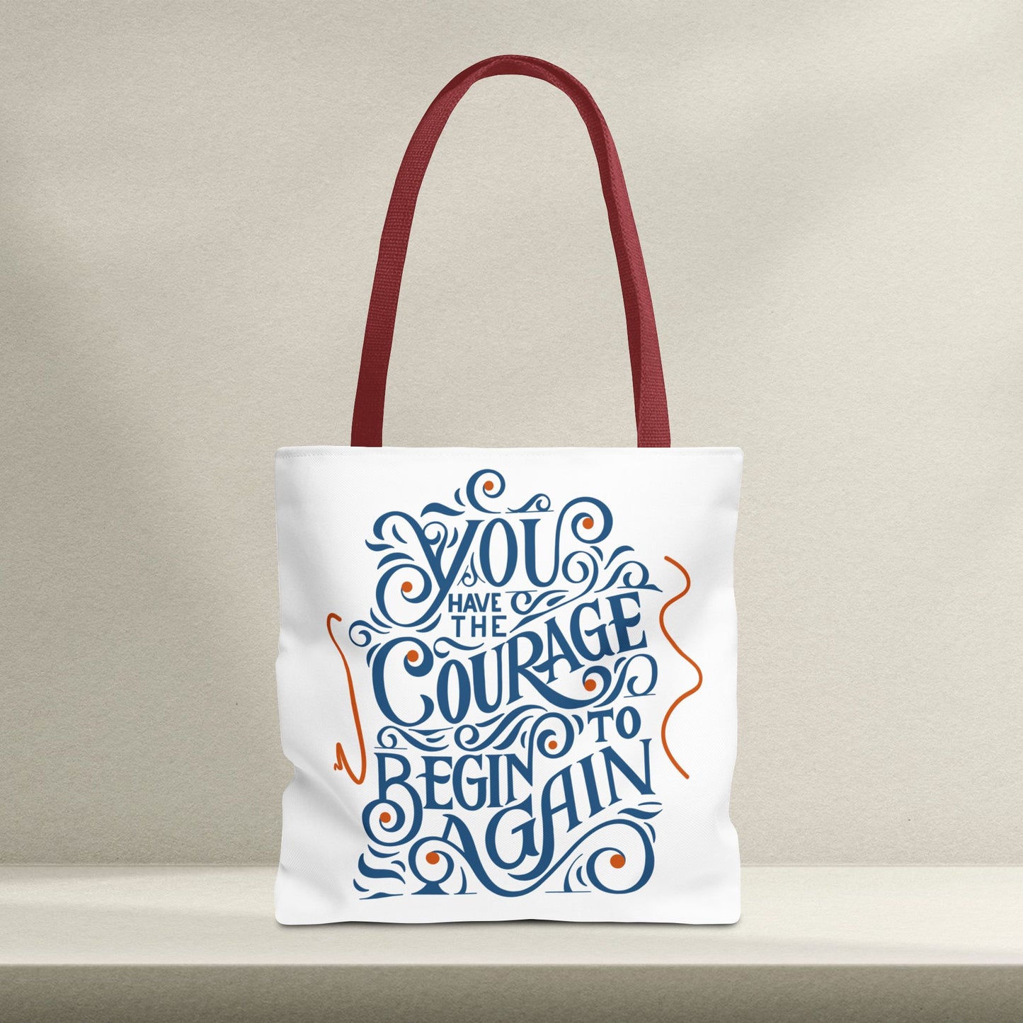 Courage Quote Tote Bag, Inspirational Gift for Women, Motivational Tote, Eco-Friendly Bag, Back to School, Everyday Use