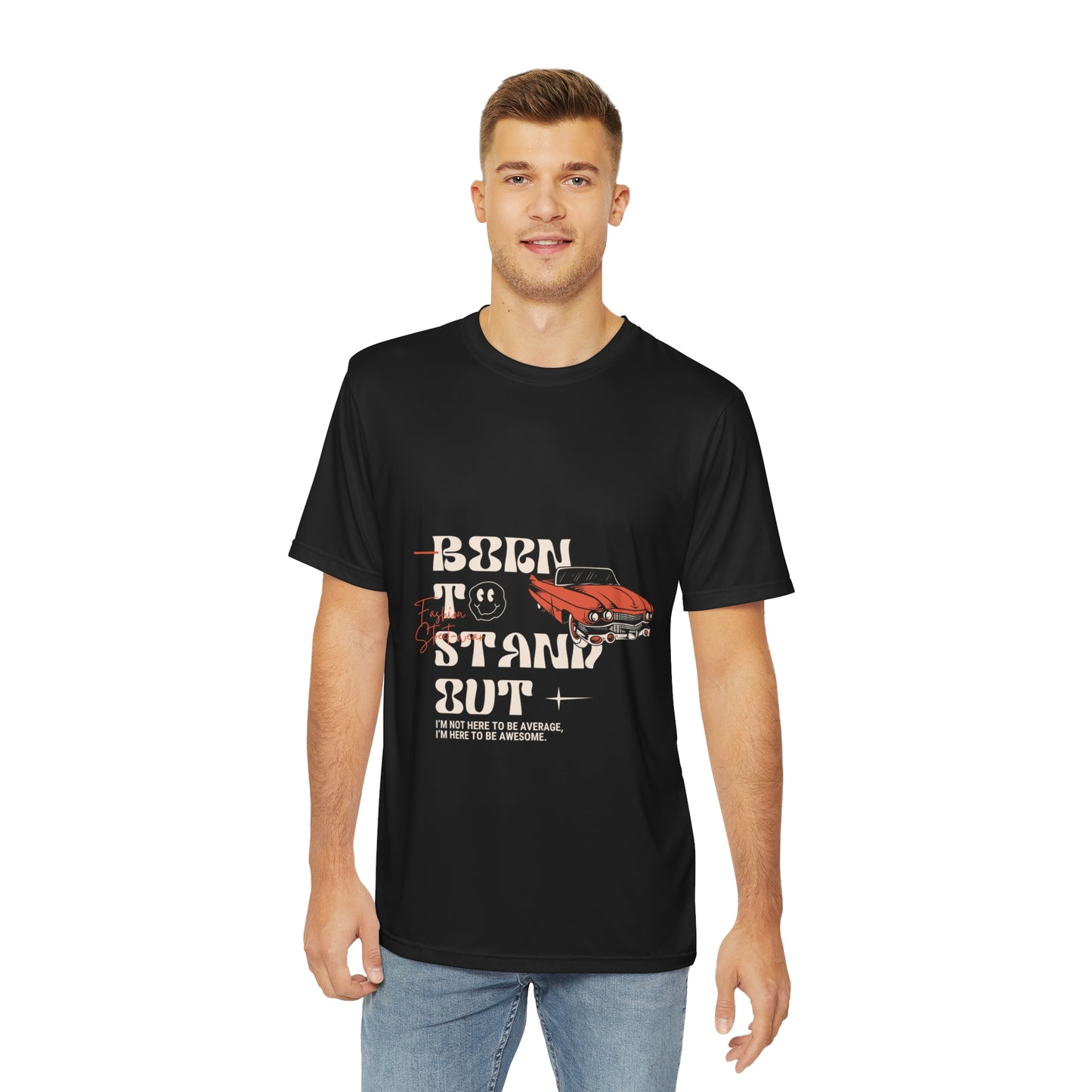 Born to Stand But Men's Polyester Tee, Car Lover Gift, Vintage Style Shirt, Casual Wear, Perfect for Fathers Day, Unique Gift Idea