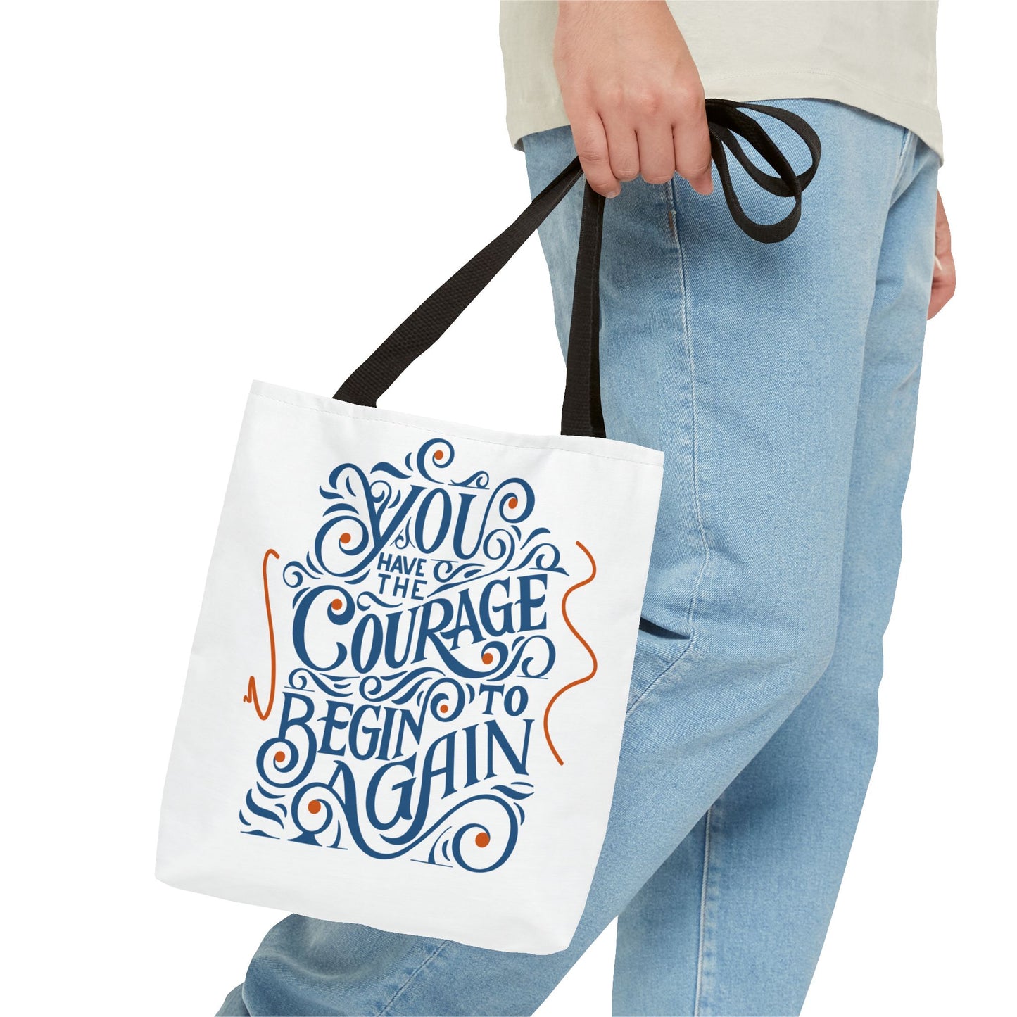 Courage Quote Tote Bag, Inspirational Gift for Women, Motivational Tote, Eco-Friendly Bag, Back to School, Everyday Use