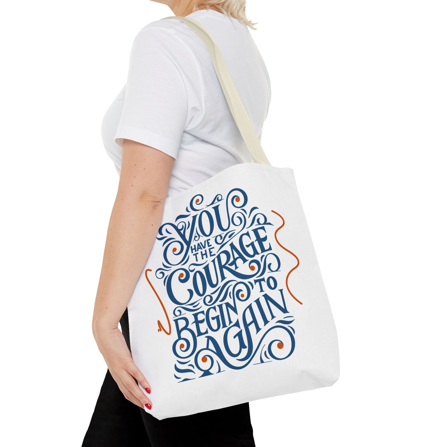 Courage Quote Tote Bag, Inspirational Gift for Women, Motivational Tote, Eco-Friendly Bag, Back to School, Everyday Use