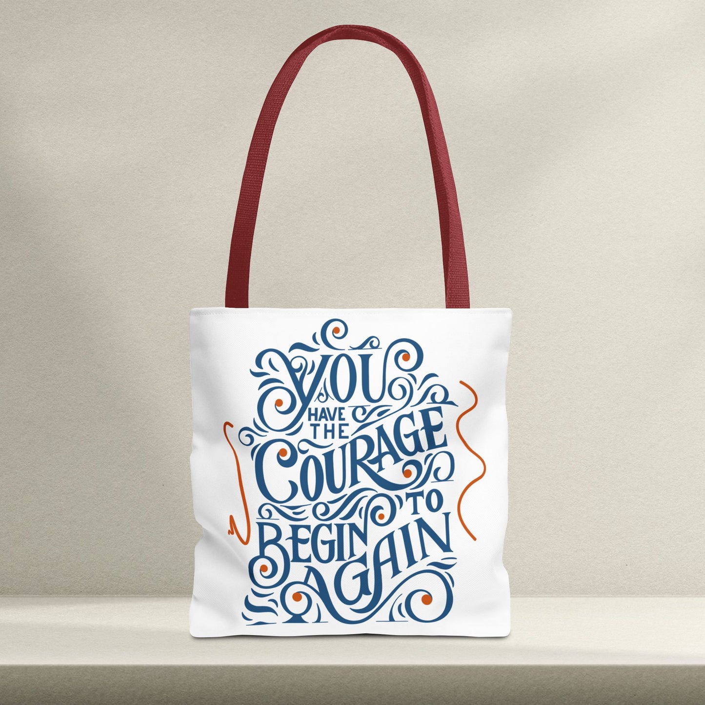Courage Quote Tote Bag, Inspirational Gift for Women, Motivational Tote, Eco-Friendly Bag, Back to School, Everyday Use