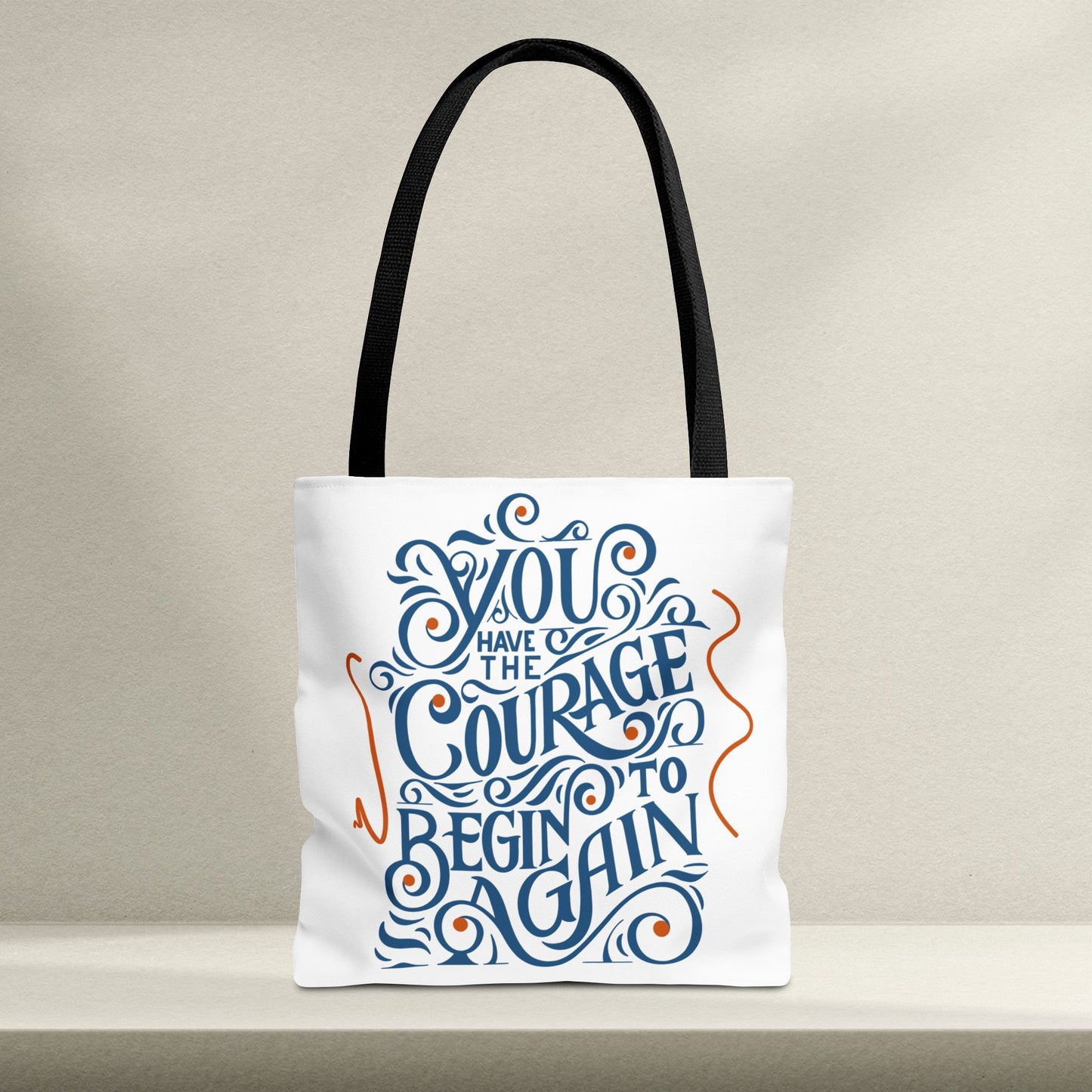 Courage Quote Tote Bag, Inspirational Gift for Women, Motivational Tote, Eco-Friendly Bag, Back to School, Everyday Use