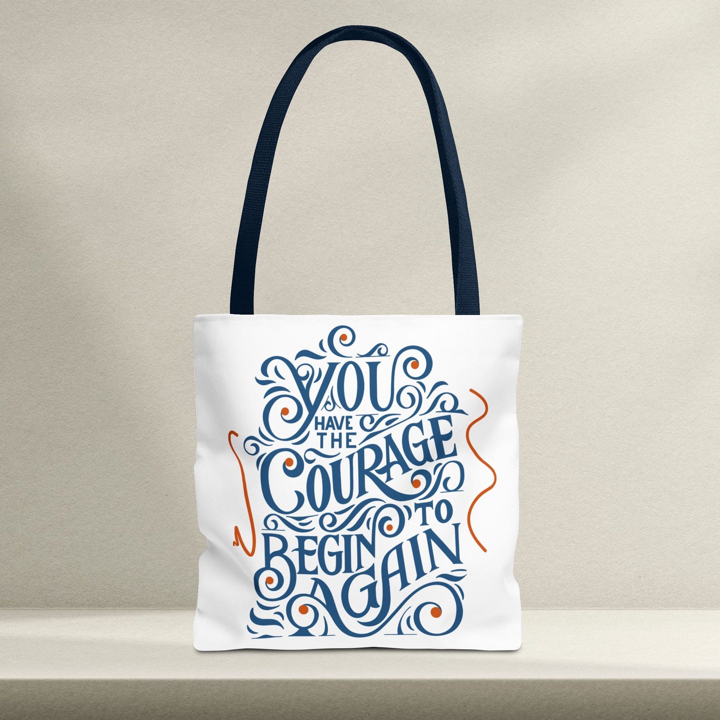 Courage Quote Tote Bag, Inspirational Gift for Women, Motivational Tote, Eco-Friendly Bag, Back to School, Everyday Use