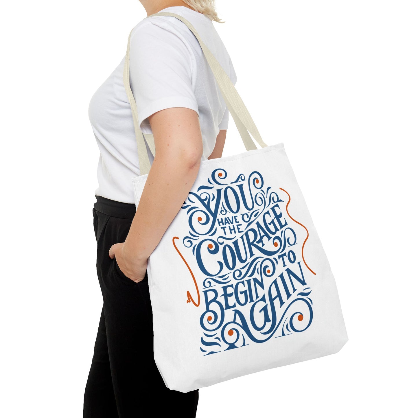Courage Quote Tote Bag, Inspirational Gift for Women, Motivational Tote, Eco-Friendly Bag, Back to School, Everyday Use