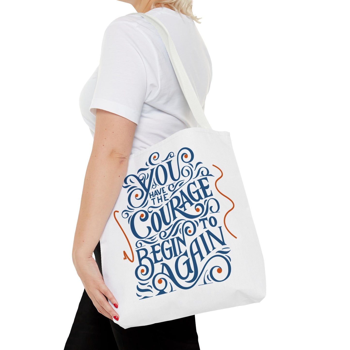 Courage Quote Tote Bag, Inspirational Gift for Women, Motivational Tote, Eco-Friendly Bag, Back to School, Everyday Use