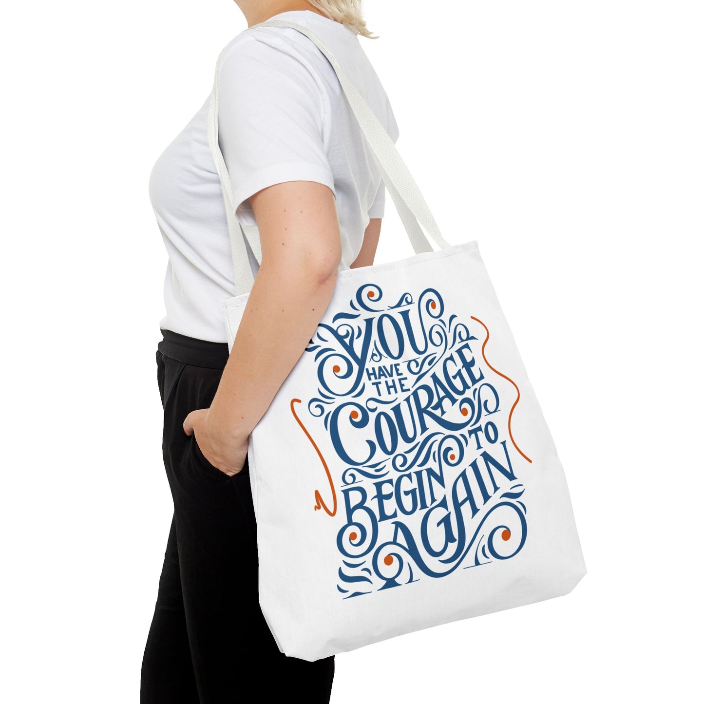 Courage Quote Tote Bag, Inspirational Gift for Women, Motivational Tote, Eco-Friendly Bag, Back to School, Everyday Use