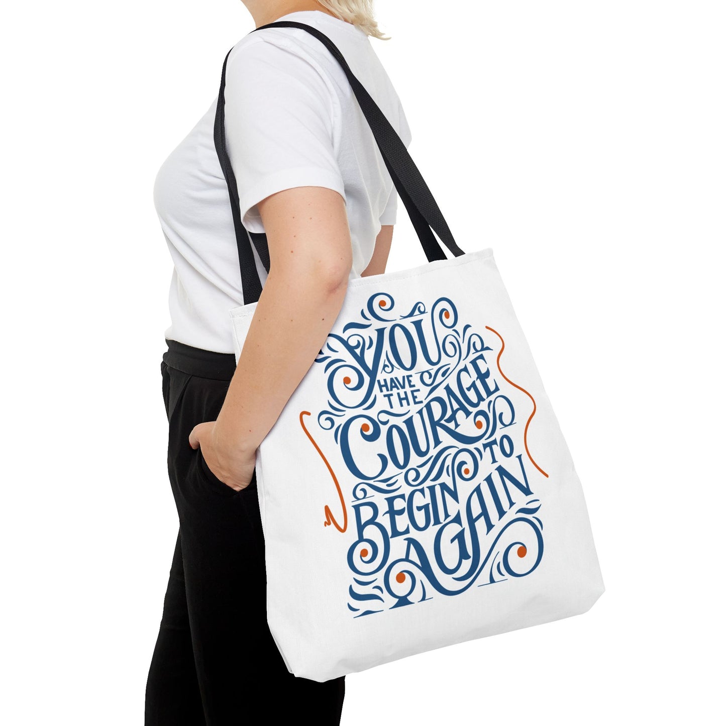 Courage Quote Tote Bag, Inspirational Gift for Women, Motivational Tote, Eco-Friendly Bag, Back to School, Everyday Use