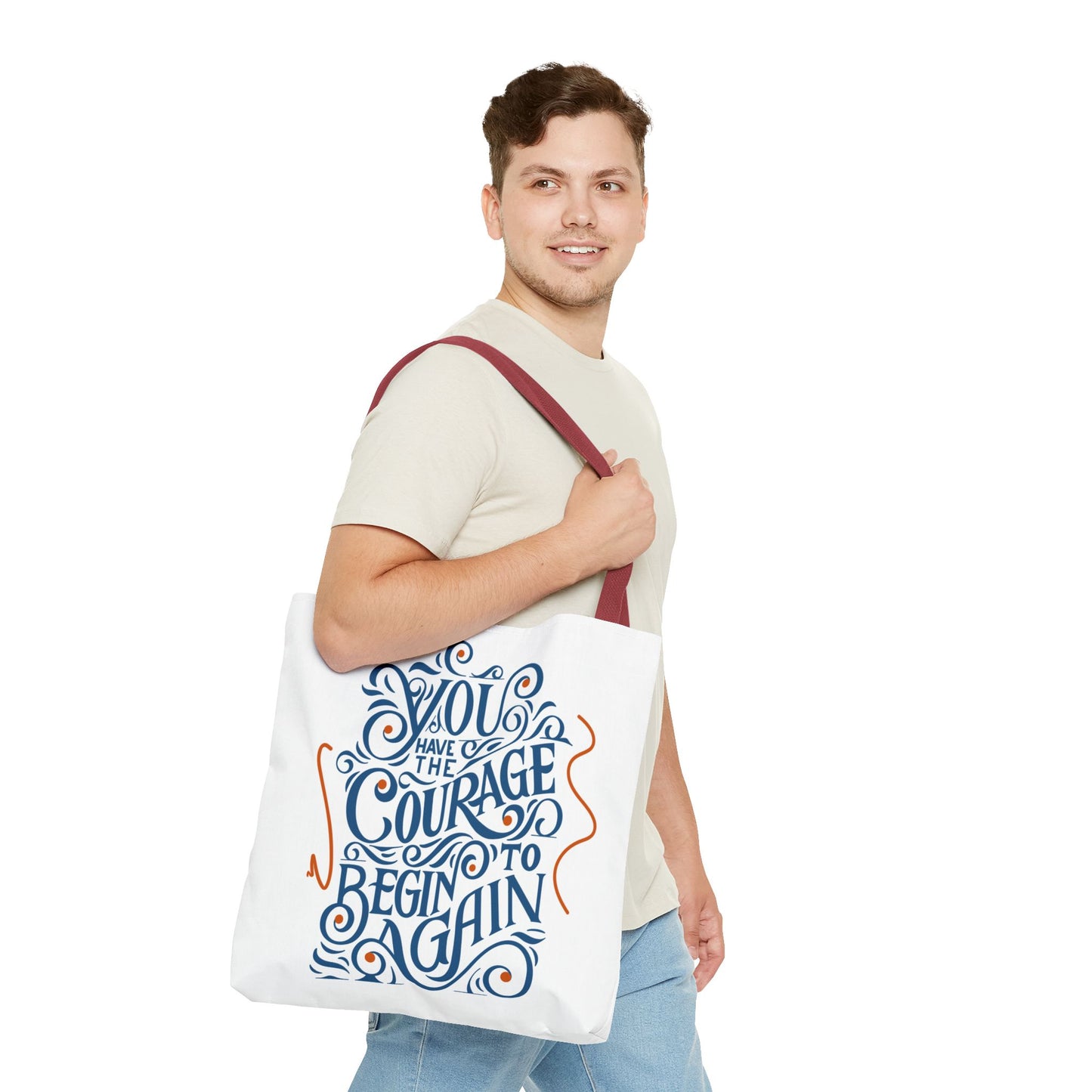 Courage Quote Tote Bag, Inspirational Gift for Women, Motivational Tote, Eco-Friendly Bag, Back to School, Everyday Use