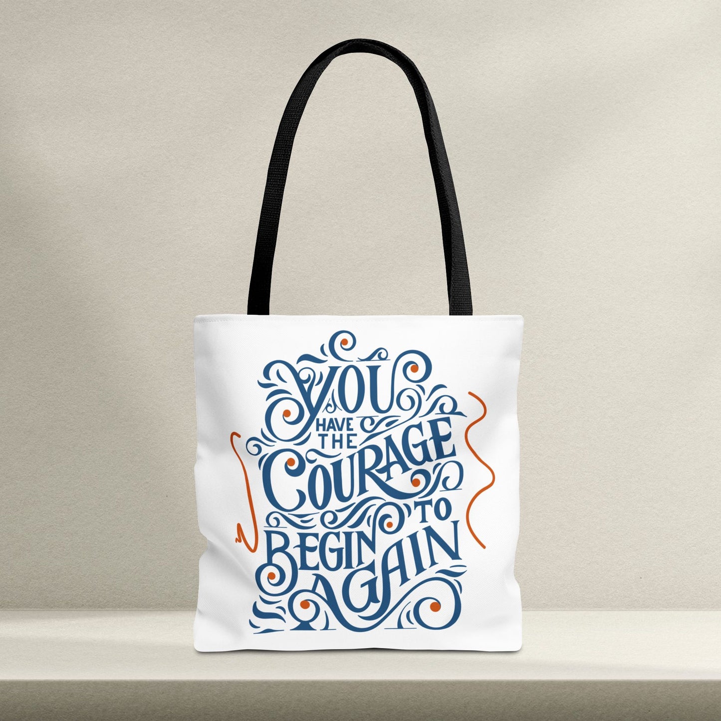 Courage Quote Tote Bag, Inspirational Gift for Women, Motivational Tote, Eco-Friendly Bag, Back to School, Everyday Use
