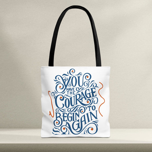 Courage Quote Tote Bag, Inspirational Gift for Women, Motivational Tote, Eco-Friendly Bag, Back to School, Everyday Use