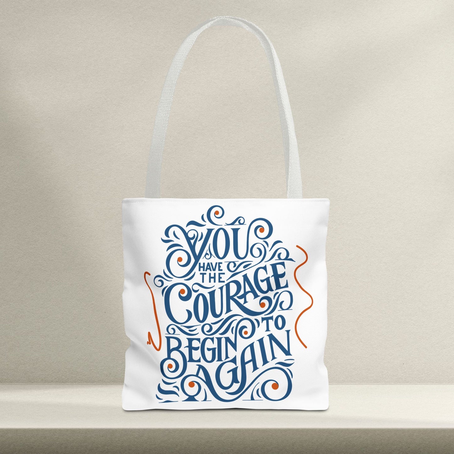 Courage Quote Tote Bag, Inspirational Gift for Women, Motivational Tote, Eco-Friendly Bag, Back to School, Everyday Use